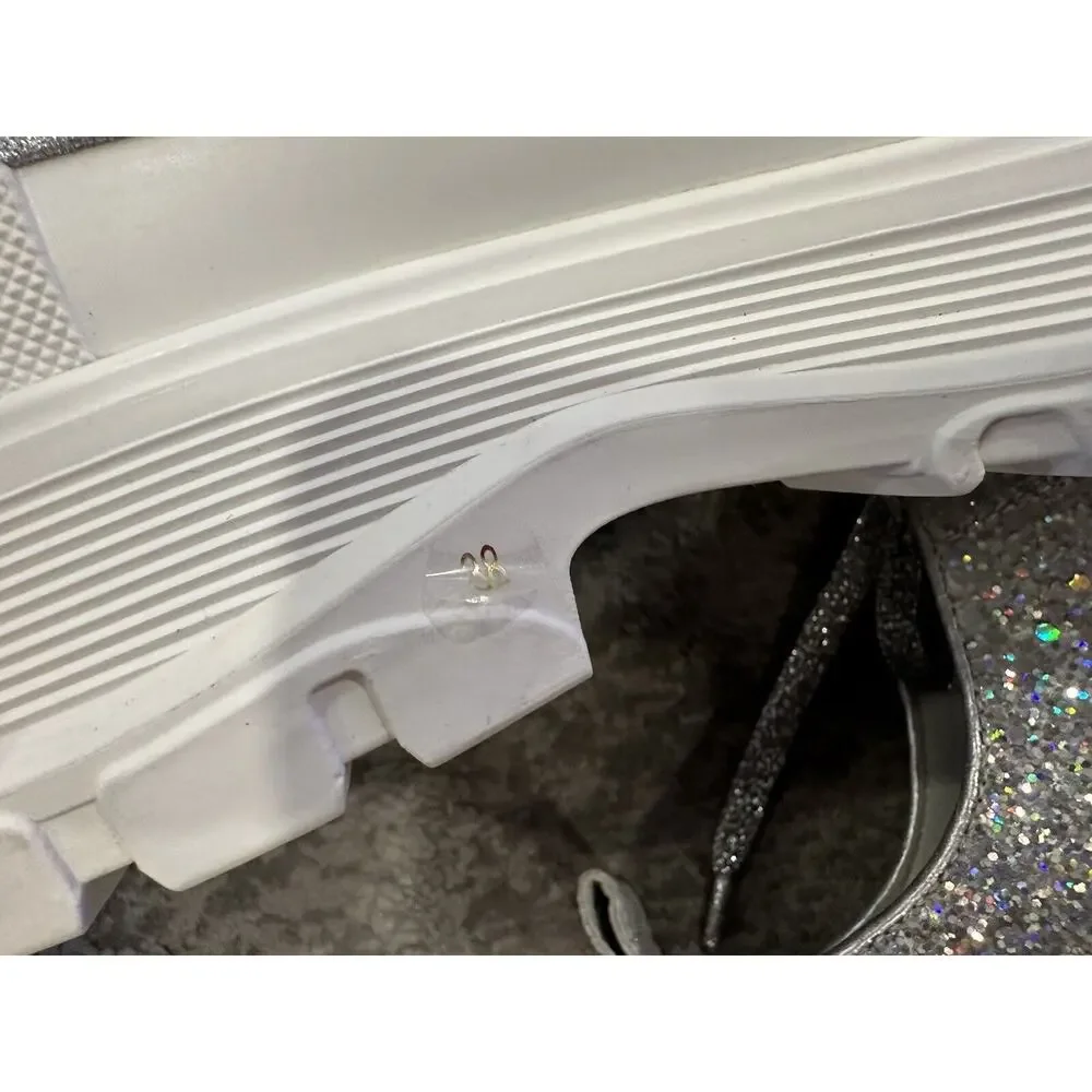 Alexander McQueen Tread Slick Lace Up Holo Silver Glitter Sneakers EU 38 - Picture 9 of 11